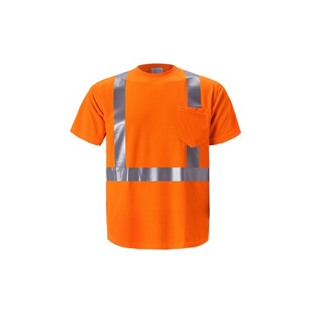2W International Hi-Vis Short Sleeve T-Shirt with Reflective Stripes, Birdseye, Orange, 5XL TB103C-2 5XL